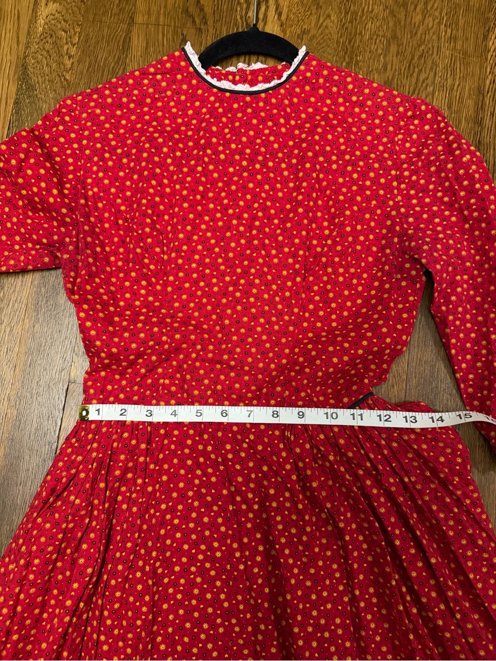 Vintage Prairie Dress – Red Floral / Button Back / Cottagecore - Picture 6 of 6